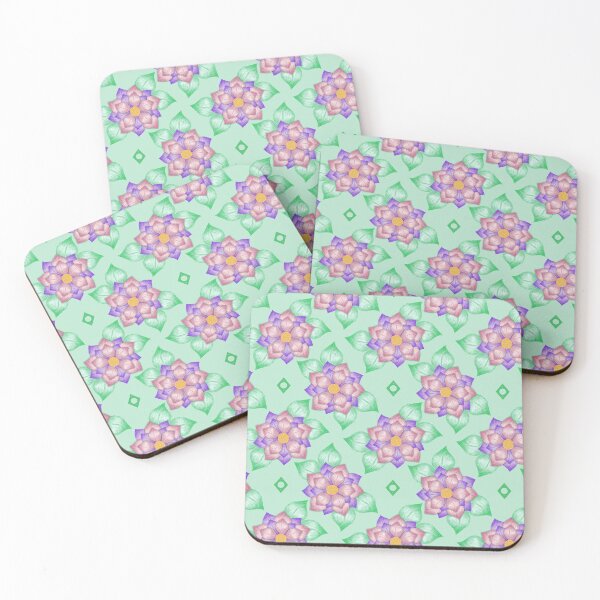 Item preview, Pink and,Purple Flowers on Mint Green Background designed and sold by Giftables.