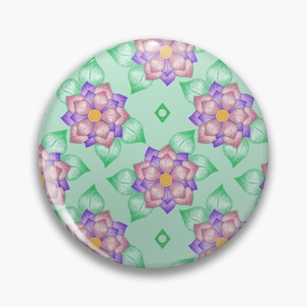 Aperçu de l'œuvre Fleurs roses et violettes sur fond vert menthe créée et vendue par Giftables.