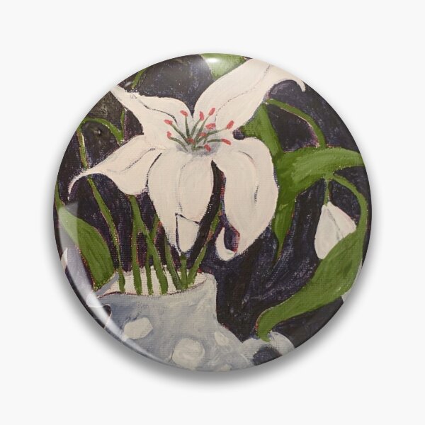 Item preview, White Lilies in Blue Vase designed and sold by RebeccaSJames.