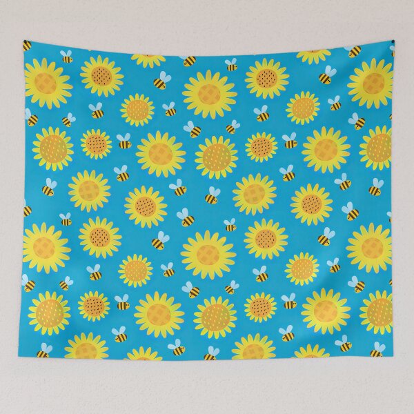 Item preview, Sunflower Pattern with Cute Bees, Sunflower Seamless Pattern, Sunflower Pattern Design designed and sold by graphic-genie.