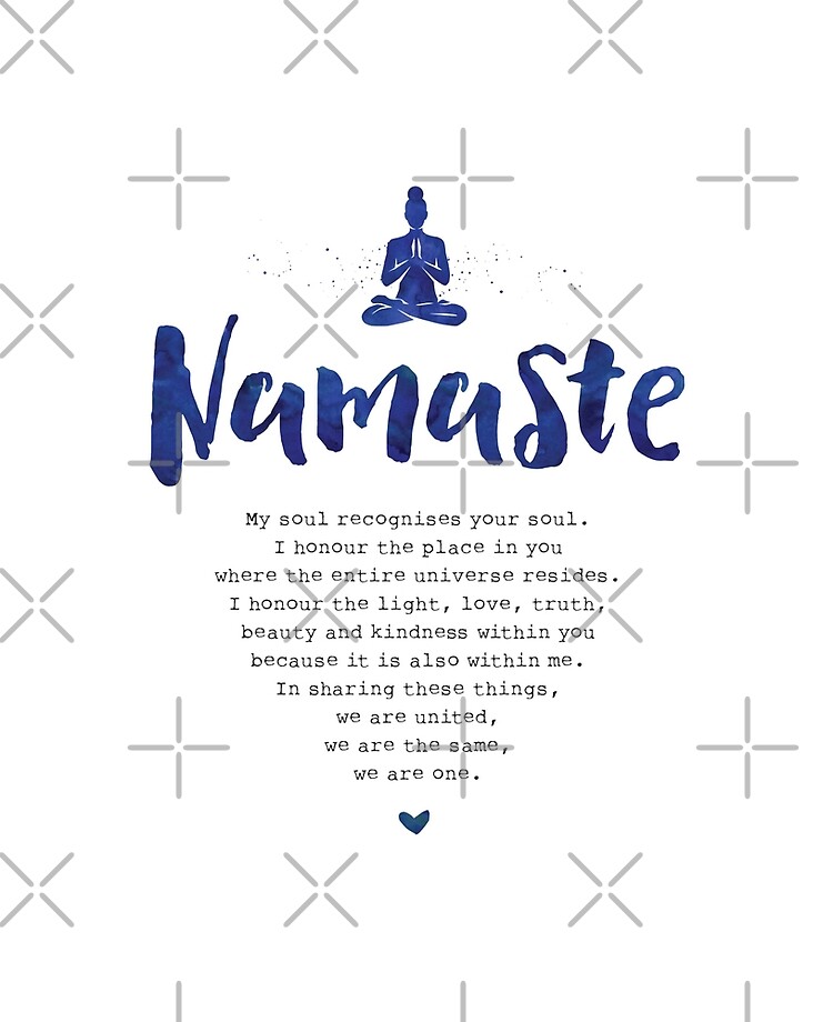 Namaste – and the meaning of, Yoga Quote, Black Print Art Print for Sale  by KimiBloom