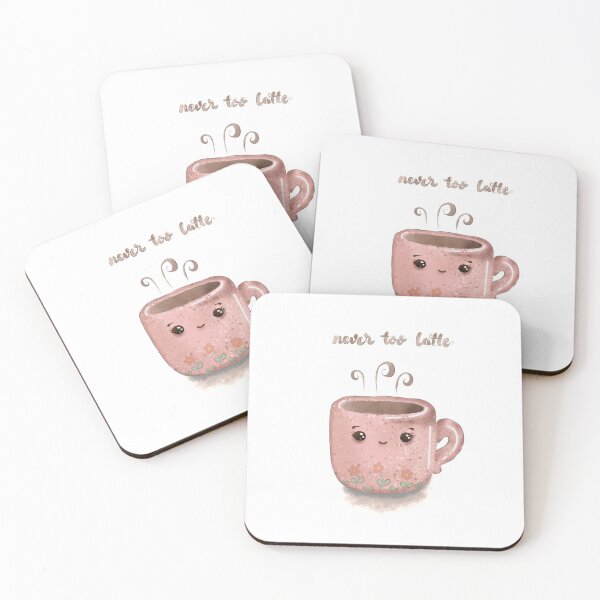 Item preview, Never too latte - Coffee Pun Kawaii Coffee Mug designed and sold by Taladesignlab.