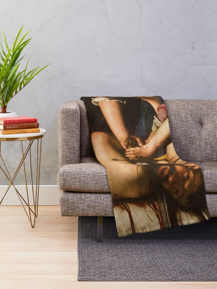 Thumbnail 2 of 6, Throw Blanket, Artemisia Gentileschi's Judith Slaying Holofernes designed and sold by mosfunky.