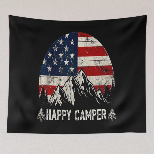 Aperçu de l'œuvre Amoureux de randonnée de camping drôle présente un cadeau de drapeau de campeur heureux créée et vendue par BargerStore.