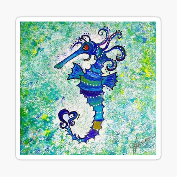 Vista previa del artículo con la obra «Caballito de mar caprichoso», diseñado y vendido por JHerrera8675.