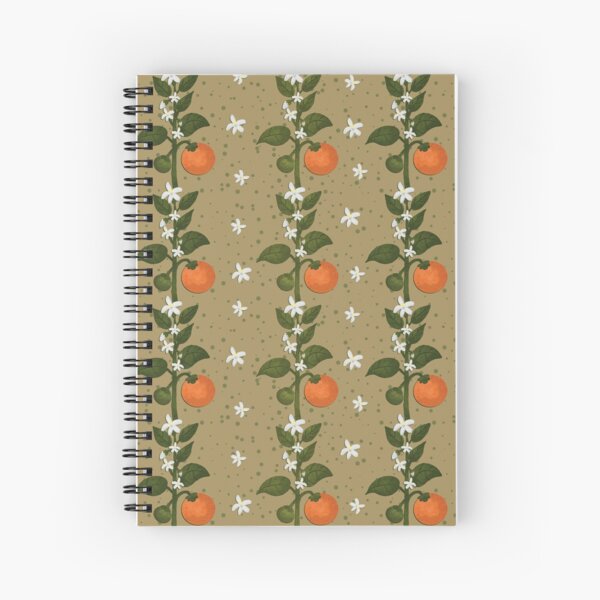 Tangerine Flowers Paper Spiral Notebook