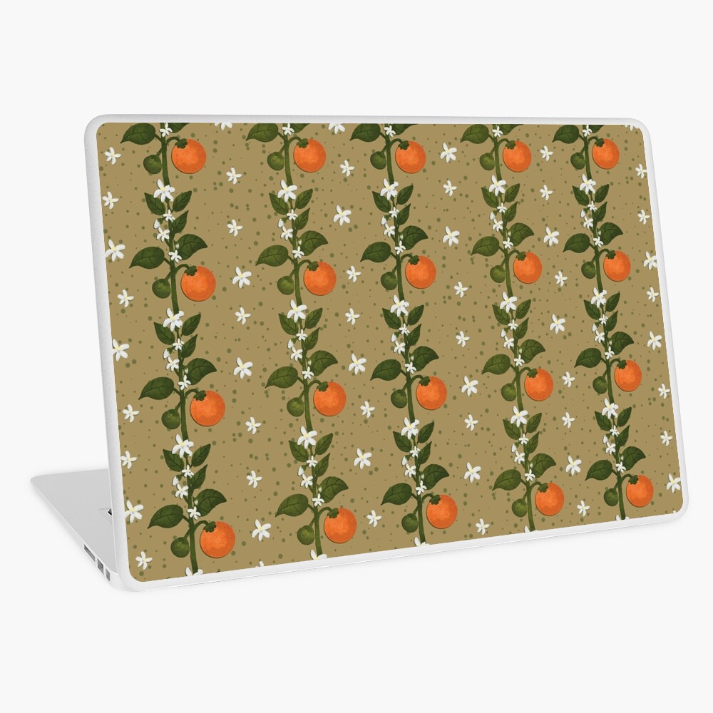 Tangerine Flowers Paper Laptop Skin