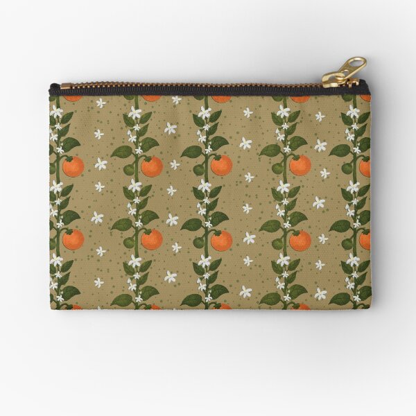 Tangerine Flowers Paper Zipper Pouch