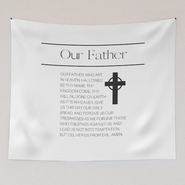 Item preview, Our Father Prayer with Cross Black and White Catholic Artwork  designed and sold by catholic-prints.