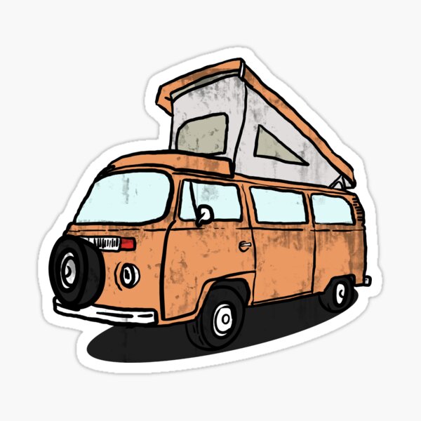 Orange Camper Bus Sticker