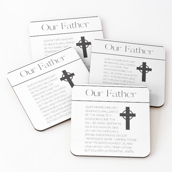 Item preview, Our Father Prayer with Cross Black and White Catholic Artwork  designed and sold by catholic-prints.