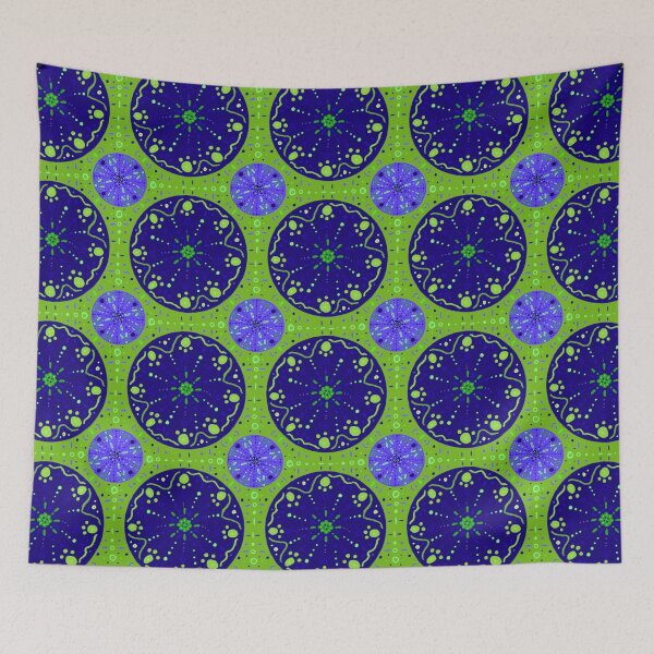 Item preview, Blue and Green Mandala designed and sold by LawsonFabrics.