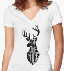 Eat the Rude Women's Fitted V-Neck T-Shirt