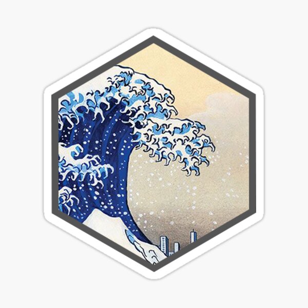 Item preview, Japanese Waves Hexagon designed and sold by JFKsStickers.