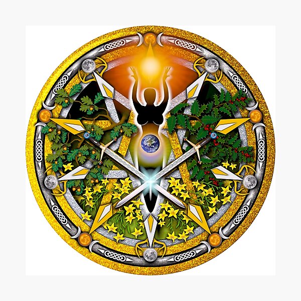 Sabbat Pentacle for Litha, the Summer Solstice Photographic Print