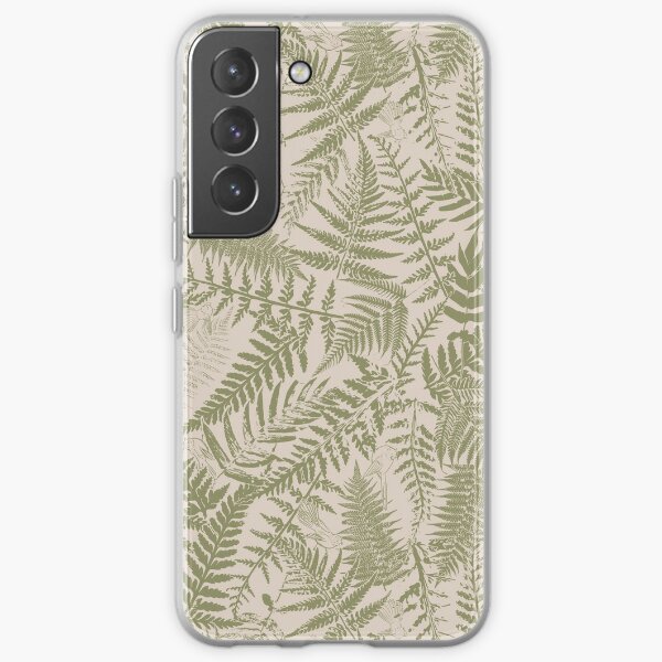 iPhone Cover Soft Line Art Ferns Phone Case Plants Gel Rubber Fern Nature Samsung Galaxy Cell Silicone Beige Tan