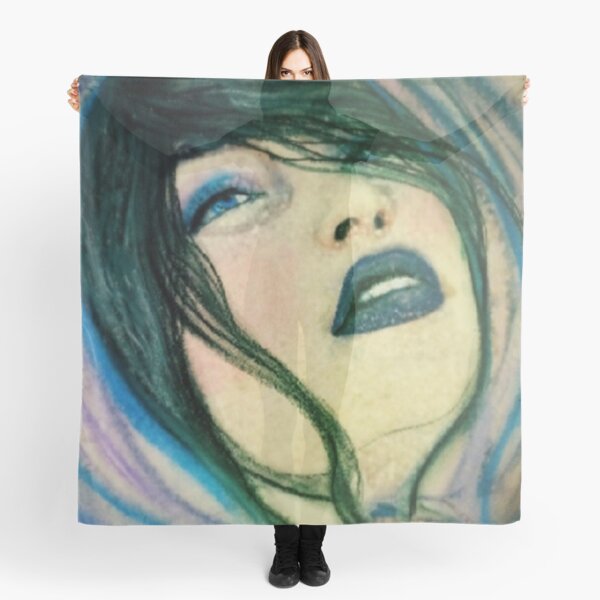 Blue Babushka Scarf