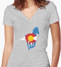 Colorado Wild Horses: Colorado Hometown Series Women's Fitted V-Neck T-Shirt
