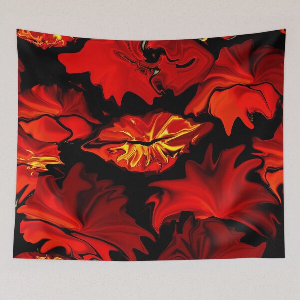 Item preview, hot kisses, abhot kisses, abstract art, red, fiery, blackstract art, red, fiery, black designed and sold by Maria Mihailova.