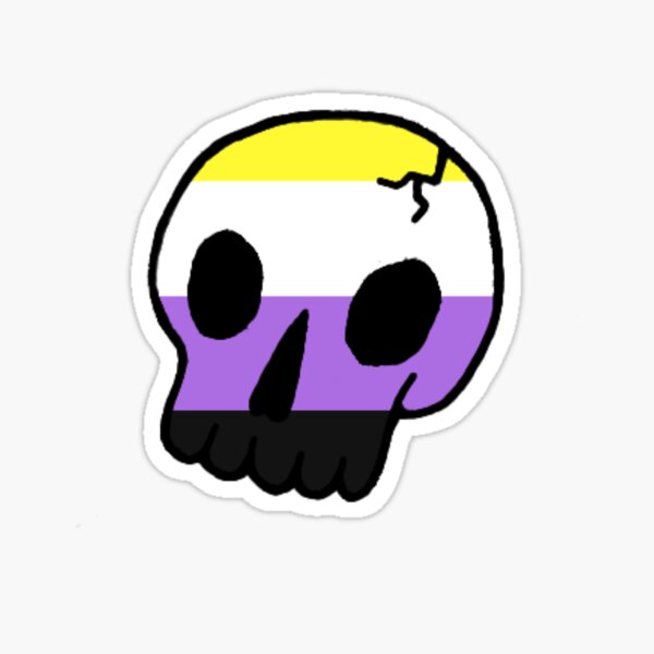 Nonbinary Skull Sticker