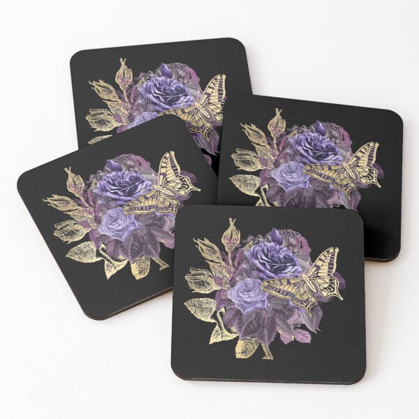 Item preview, Vintage Purple and Gold Roses and Butterflies designed and sold by SeaChangeDesign.