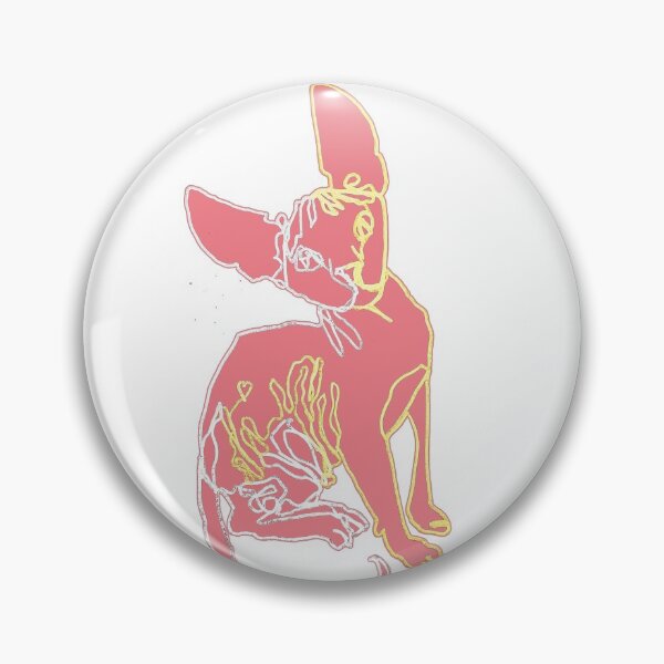 Item preview, Sphinx cat ambidextrous line drawing in light pink and gold designed and sold by orangerinka.