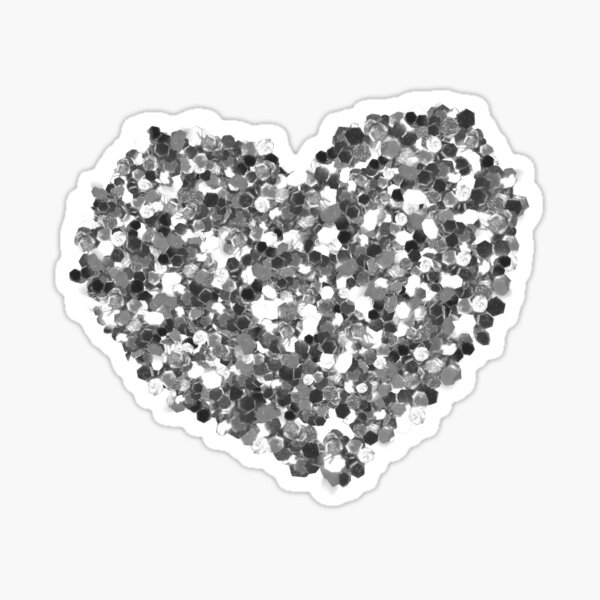 CLEARANCE - Beautiful .5 Silver Glitter Mini Heart Stickers with Gold Trim  - 59 Stickers