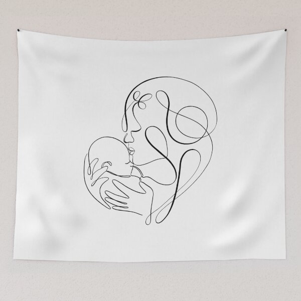 Item preview, Mother Kissing Baby Line Art | Motherhood Illustration designed and sold by shannynpalmer.
