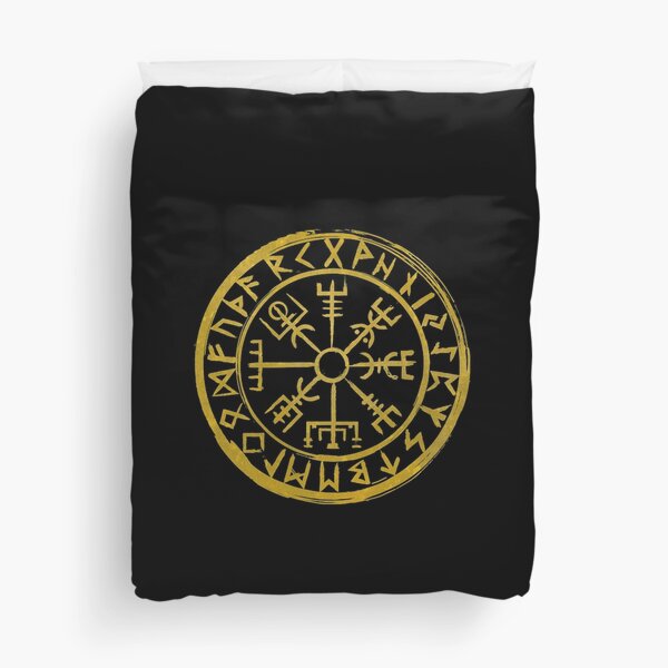 Vegvísir Viking Compass - Vintage Gold Duvet Cover