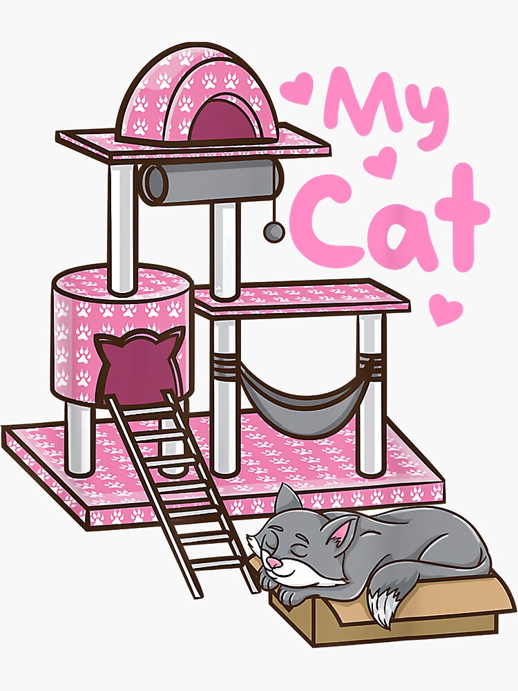 "Love My Cat Paws Cute Kitty Condos Tower Joke Funny Cat Tree" Sticker