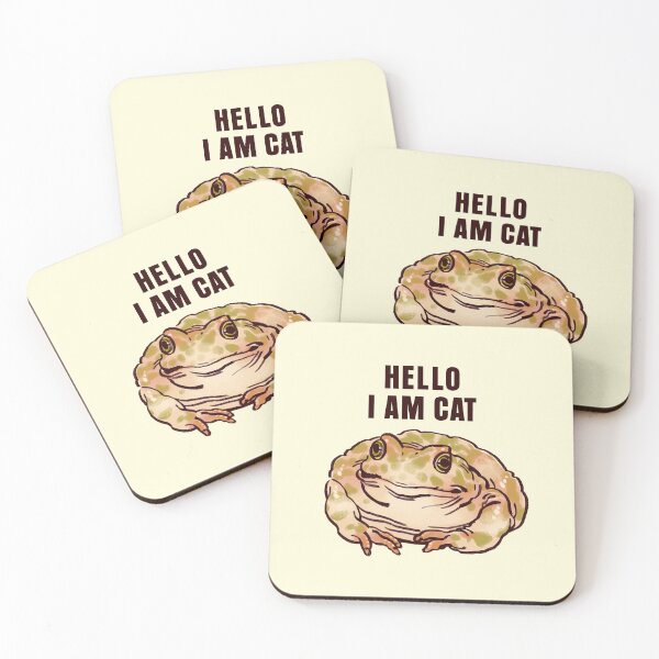 Item preview, I draw a polite green spotted toad but it is a cat / hello i am cat text designed and sold by RansRoom.