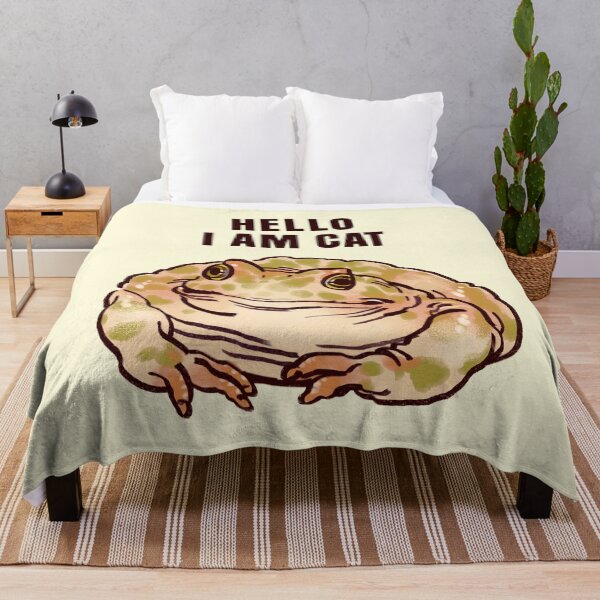 Item preview, I draw a polite green spotted toad but it is a cat / hello i am cat text designed and sold by RansRoom.