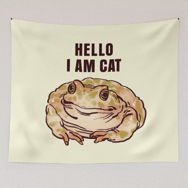 Item preview, I draw a polite green spotted toad but it is a cat / hello i am cat text designed and sold by RansRoom.