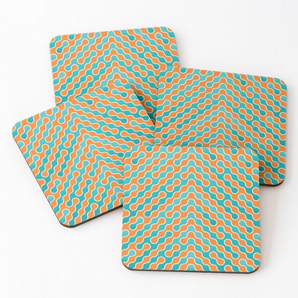 Item preview,  Seamless Wavy Lines, pattern in mint green and orange designed and sold by IngaDesign.
