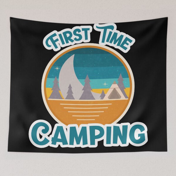 Item preview, First Time Camping Retro designed and sold by HolidayTees.