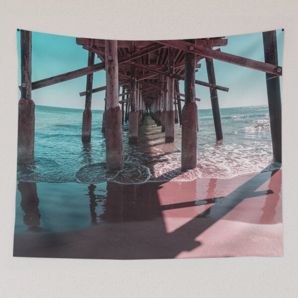 Item preview, Lacy Seafoam in Mint Green and Pink - Californian Cool Under the Newport Beach Pier designed and sold by Georgia Mizuleva.