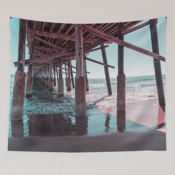 Item preview, Silky Ripples in Mint Green and Pink - Californian Cool Under the Newport Beach Pier designed and sold by Georgia Mizuleva.