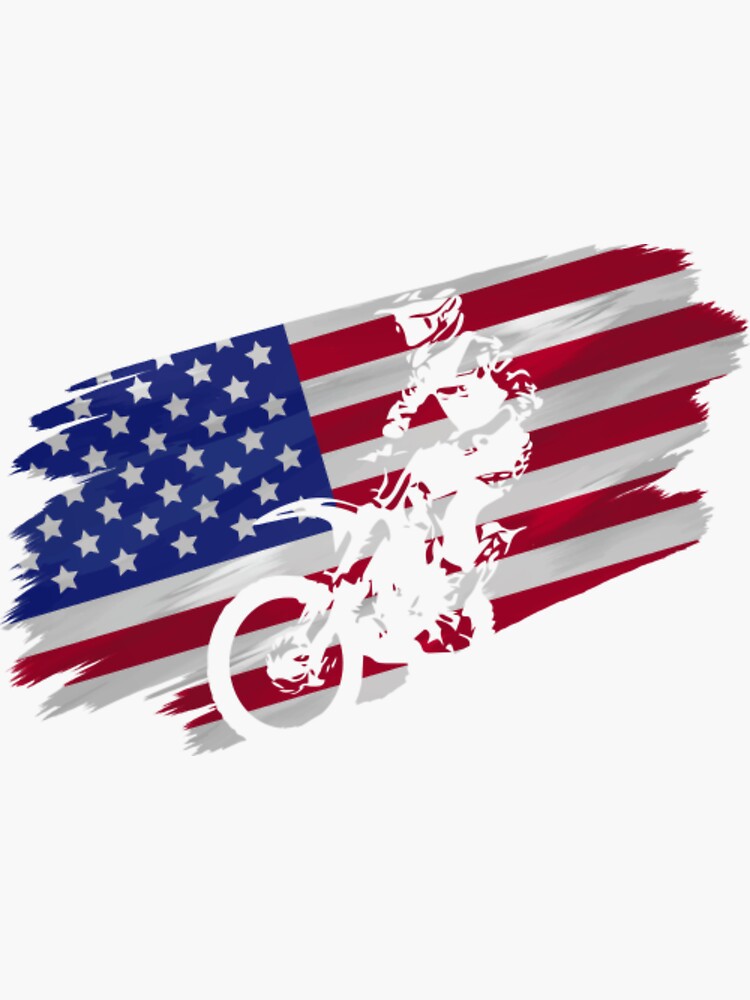 Dirt Bike American Flag Motocross Sticker For Sale By Nejasimse Redbubble
