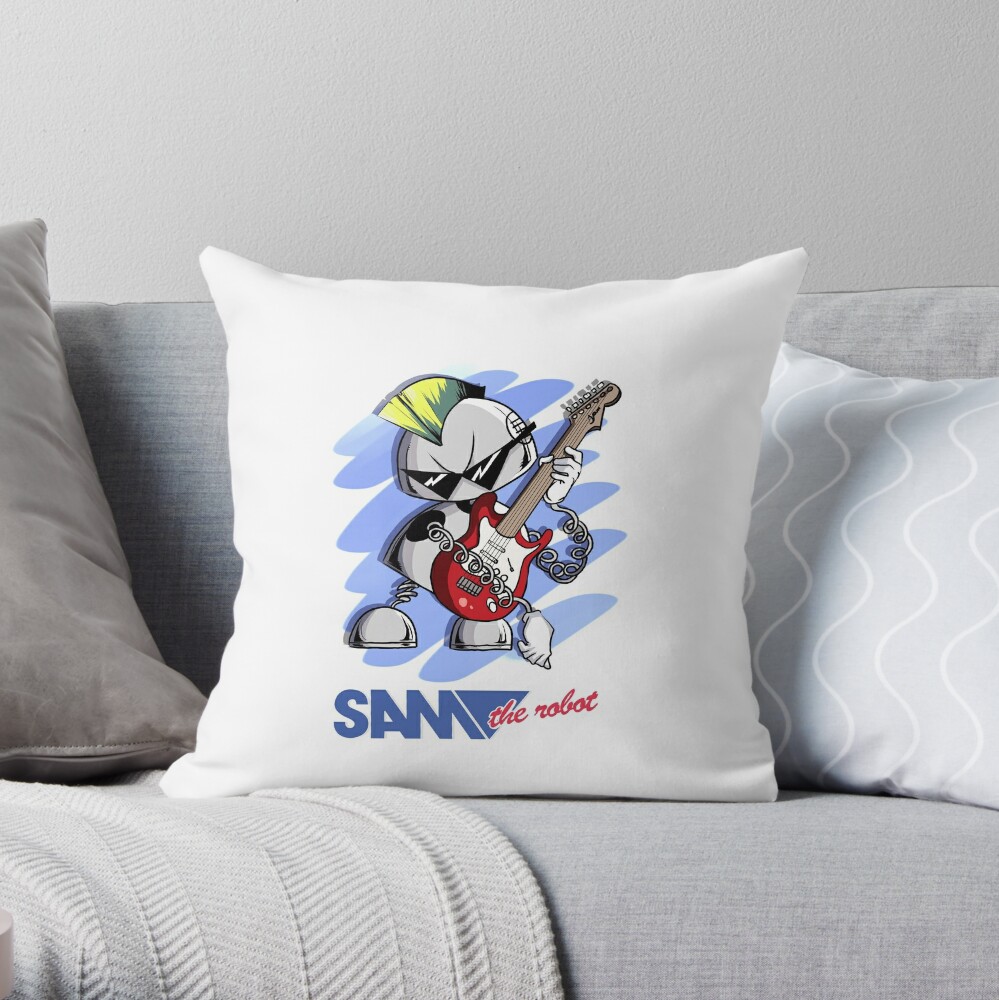 Sam the Robot - Guitar Throw Pillow