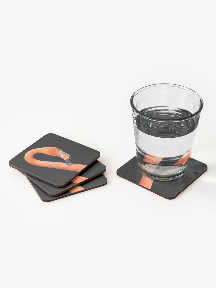Alternate view of A photograph of a flamingo head Coasters (Set of 4)