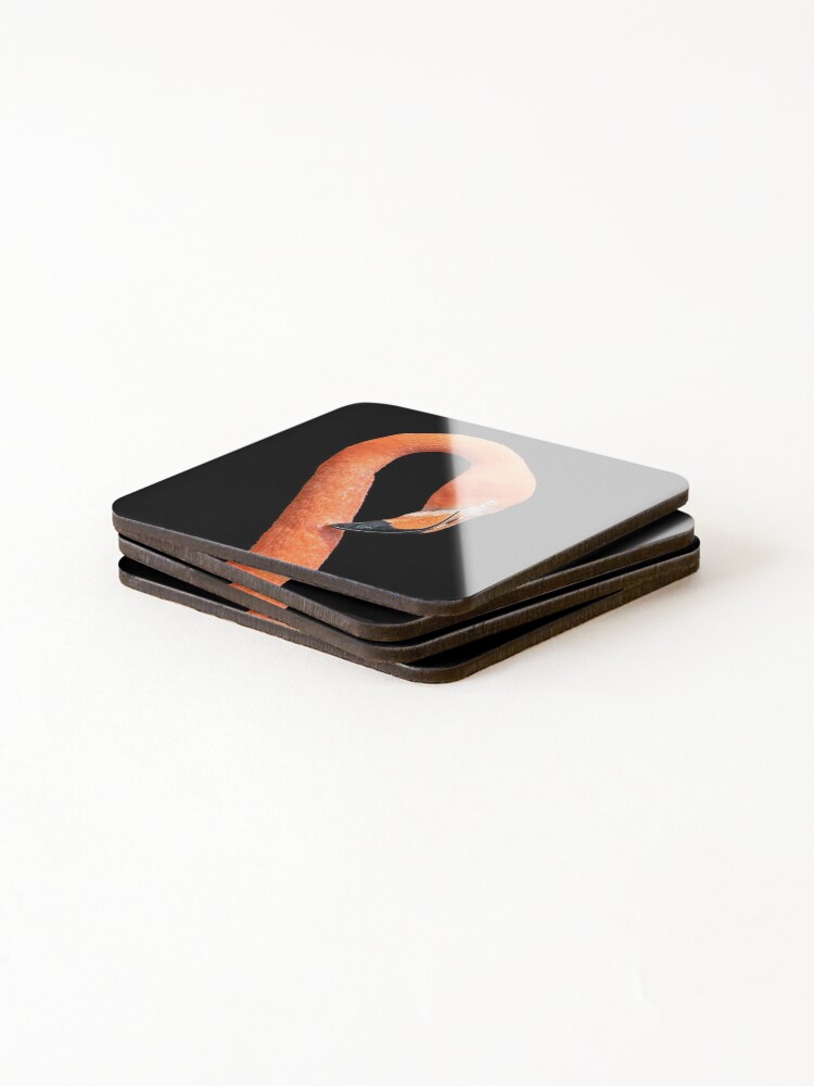 Alternate view of A photograph of a flamingo head Coasters (Set of 4)