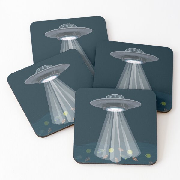 Item preview, A flying saucer flies over the sea and studies fish. designed and sold by LionKsi89.