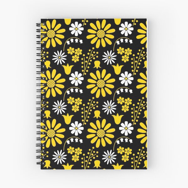 Item preview, Sunflower Pattern with white and yellow flowers on a black background, Sunflower Seamless Pattern, Sunflower Pattern Design designed and sold by graphic-genie.