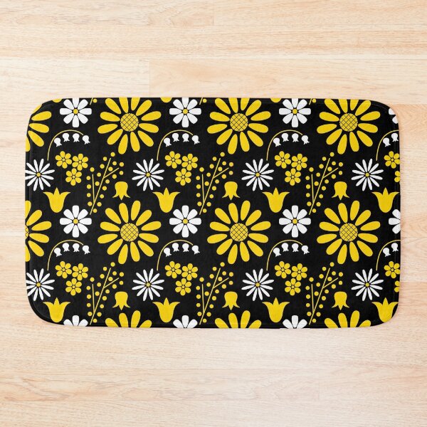 Item preview, Sunflower Pattern with white and yellow flowers on a black background, Sunflower Seamless Pattern, Sunflower Pattern Design designed and sold by graphic-genie.