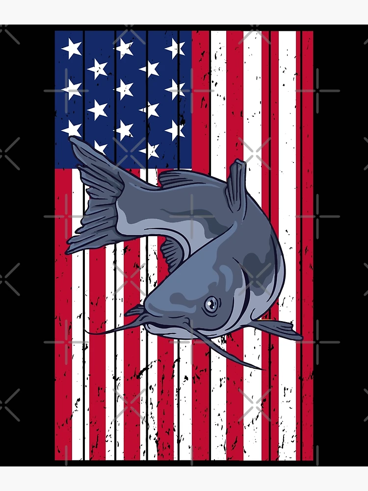 Catfish Waving American Flag Fishing Graphic by SunandMoon