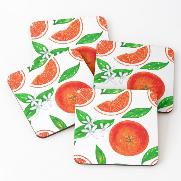 Item preview, Oranges with flowers and leaves on a white background  designed and sold by Colibri77.