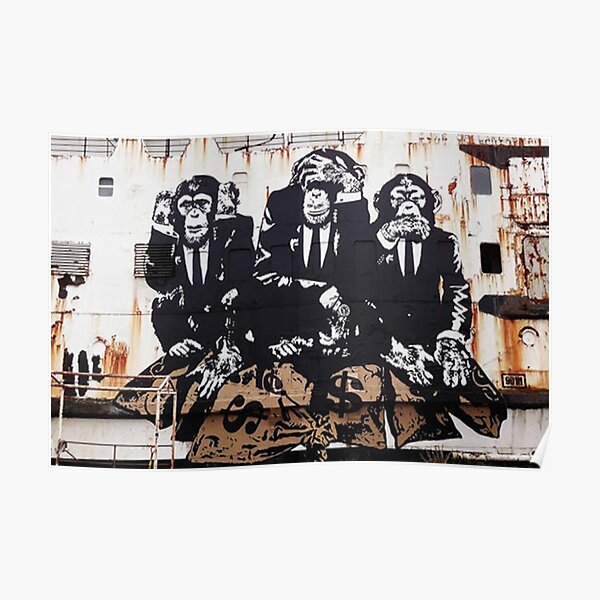 Drei Affen Bansky Poster