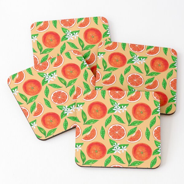 Item preview, Oranges with flowers and leaves on a yellow background  designed and sold by Colibri77.