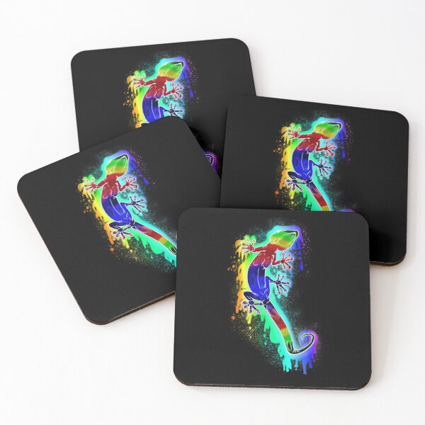 Item preview, Rainbow Graffiti Style Gecko on a dripping rainbow inksplat designed and sold by iduzarts.