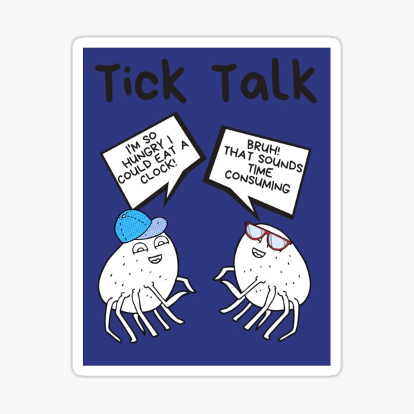 "Tick Talk Funny Cartoon Ticks Talking" Sticker for Sale by QuirkySoul